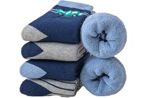 Alxad Chaussettes Chaudes en Coton pour Enfants Chaussettes Thermiques en Laine Mérinos, Chaussettes Hiver Fille Chaussettes ÉPais, Motif Animaux Chaussettes pour Filles/Garçons, 5 paires
