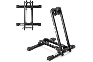 ROCKBROS Support Rangement Vélo Pliable Support pour Stationnement Vélo Range Velo au Sol Râtelier pour 1 Vélo Acier au Carbone pour Vélo de Route VTT Roue 24'' 26'' 27,5'' 700C