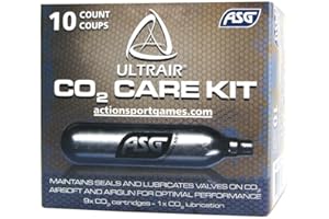 ECOMMUR Pack de 9 + 1 bombonas de CO2 con lubricante - Cartuchos de CO2 con aditivos para un Correcto Mantenimiento de Las Pistolas de Airsoft o de balines de Aire comprimido