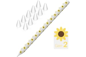 NIUTRENDZ Funda de Girasol para Apple Pencil 2ª Generación Accesorios de Funda Protectora de Silicona con 10 Piezas de Funda de Puntas para Apple Pencil (Girasol + Blanco)