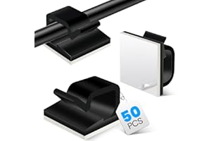 Pnrskter 50 Pièces Attache Cable Adhésif, Clip Cable et Accroche Cable – Supports pour Gestion des Fils et Câbles Électriques, Faciles à Poser sur le Mur, Idéaux pour Maison, Bureau et Voiture, Noire
