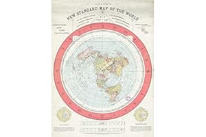 ARTERY8 Map Gleason 1892 World Time Calculator Flat Earth Unframed Wall Art Print Poster Home Decor Premium Carte Monde Mur Affiche Accueil Déco