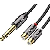 J&amp;D 6.35mm to 2RCA Cable, Gold Plated [Copper Shell] [Heavy Duty] 6.35mm 1/4'' TRS Male to 2 RCA Female Stereo Audio Adapter