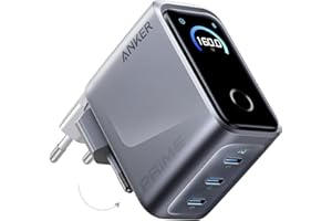 ‎ANKER Ładowarka Anker Prime USB-C 160 W Kompaktowa 3-portowa inteligentna wyświetlacz i sterowanie dotykowe Tryb UltraFast 140 W dla laptopów, MacBooków, iPadów, iPhone'ów serii 17/16/15 i innych urządzeń