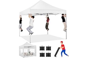 COBIZI Tooluck Tonnelle de Jardin Barnum Pliant 3x3 Professionnel Solide Renforcé UV 50+ Pop Up Barnum 3 réglables en Hauteur Protection Contre Le Froid avec 4 Murs et 4 Sacs de Sable, Blanc