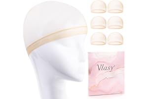 Vlasy Skinlike Nude HD Wig Cap, 6pcs Invisible and Transparent Wig Caps to Hold Wig in Place, Ultra Thin Hair Net for Wigs, Breathable Lace Front Wig Net, Stocking Bald Cap for Women