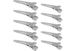 WeddHuis 10 Pièces Pinces Cheveux, Crocodile Cheveux, Coiffure en Métal, Bigoudis Cheveux Professionnelles Antirouille avec Trous, pour Coiffure DIY pour Femmes et Filles (5,5/4,5 cm) (Silber)
