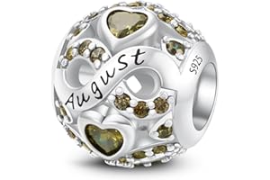 LONGLUCK CHARMS & BRACELETS Pierre de naissance des douze mois,Bijoux pour femmes,Compatible Pour les bracelets et les colliers Charms de,Cadeaux pour femmes