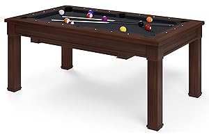 ‎AUTOMATEN HOFFMANN Automaten Hoffmann Billardtisch Dolce Vita Walnuss | 5ft o. 6.5ft | Umfunktionierbar zum Esstisch | 18 mm Spielfeld aus Präzisionsverbundstoff, High-Speed Billardtuch | 132 – 150 kg