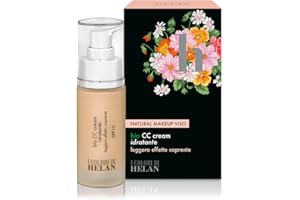 Helan - CC Cream Naturale, Idratante e Leggera con Protezione Solare Viso SPF 10 e Acido Ialuronico, Fondotinta Coprente Effetto Leggero Opacizzante, Make Up Luminoso e Uniforme - Trucchi Donna, 30 ml