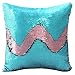 Produktbild DrCosy Wende Pailletten Kissenbezug 40x40 cm Meerjungfrau Zierkissenbezüge reversible Dekokissen Fall aus Polyester und PVC (Knickentenblau/Hellrosa)