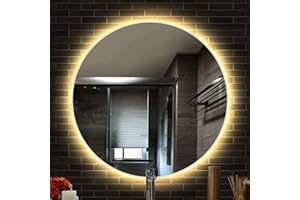 Yizhe Espejos de Aumento de Pared,Espejos para Afeitado,Espejo LED Deluxe,Espejo de baño con iluminación LED,Espejo de baño,Espejo LED Premium,Espejo de luz,Espejo con iluminación,70x70 cm