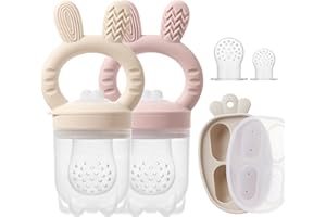 KIAANS Tétine Grignoteuse Bébé - Distributeur de Nourriture en Silicone Sans BPA | Jouet Dentaire Accessoire d'Alimentation Autonome (Pink)