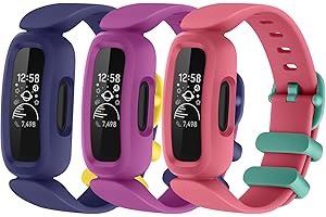 AMCC Straps compatible with Fitbit Ace 3 Strap for Kids, [3 Pack] Soft Silicone Adjustable Wristband Replacement Strap Boys Girls