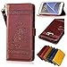 Produktbild Samsung Galaxy S7 Edge Leder Hülle,Handy Hülle Tasche Samsung Galaxy S7 Edge,Ledertasche für Samsung Galaxy S7 Edge,Leweiany Handytasche Samsung Galaxy S7 Edge Schutzhülle aus Echt-Leder Retro Blumen Prägung Hülle im Ständer Bookstyle Wallet Tasche Flip Brieftasche Etui Schale mit Kartenfach, Magnet und Praktischer Standfunktion Luxus Tasche für Samsung Galaxy S7 Edge - Premium Hülle in Rotwein