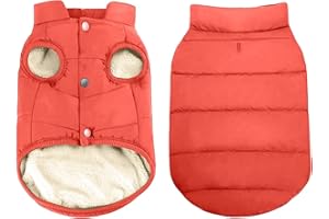 PETCUTE Chaqueta para Perros,Chaqueta de Perro con Forro Polar de 2 Capas,A Prueba de Viento Ropa para Perros Pequeños,Abrigo de Perro con Agujero para Arnés para Perros pequeñas, Medianas y Grandes