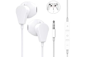 GEEKRIA 3.5mm Earbuds with Microphone, Compatible with PS4, Google Stadia, Luna, Xbox One, Laptop, PC, Smartphone, Gaming Headset with Microphone And Volume Control, Stereo Headset. (White)