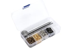 AKOZON Ojales Kit de Ojales de Metal de Cobre Chapado de 2mm, Cordones, Cinturones, Hebillas de Ojo con Caja de Almacenamiento de Plástico