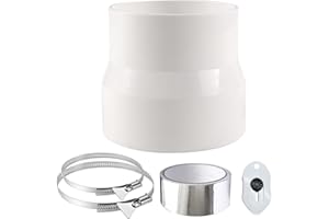 URHRHU (10 cm-11.5 cm) Riduttore del condotto dell'ABS 115mm a 100mm con 2 morsetti dell'acciaio inossidabile Riduttore di ventilazione per il condotto di ventilazione