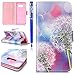 Produktbild FESELE Schutzhülle für [Samsung Galaxy S8] Lederhülle Leder Case Ledertasche mit Standfunktion und Magnetverschluss, Samsung Galaxy S8 Bunt Muster Flip Case Cover Wallet Leder Brieftasche Hülle im Bookstyle Kartenfach Leder-Mappen-Karten-Slot-Abdeckung für Samsung Galaxy S8 + Blau Eingabestift Stylus Touch Pen-Weiß Löwenzahn Blume