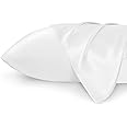 Bedsure Satin Pillowcase for Hair and Skin - Similar to Silk Pillowcase, Pillow Cases 2 Pack with Envelope Closure, Gifts for Women, Queen & Standard Size 50x75 cm, White