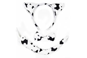 She's Shining Cute Dog Cow Ears Headband Animal Bow Tie Tail Set Fancy Dress Party Costume Women Girls Hair Accessory - Spotty