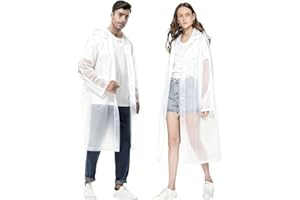 Gerhannery 2 Pezzi Poncho Antipioggia, Riutilizzabili Mantella Antipioggia, Poncho Portatile Eva, Impermeabile Poncho Per Uomo E Donna Di Emergenza Per Escursionismo Viaggi Bianco