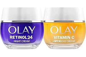 Olay Retinol24 Crema De Noche 50ML Y Olay Vitamin C + SPF30 Crema De Día 50ML. Pack De 2 Cremas. Piel Más Hidratada, Luminosa Y Radiante