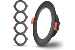 Sweier Spot Encastré à LED Noir, 7W 600LM 230V Blanc Chaud 3000K, IP44 downlight led Découpe Ø 88-100mm, Lot de 5, Convient à la Salle de Séjour, Salle de Bain, Chambre à Coucher, Cuisine