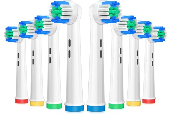 AnjoCare Têtes de brosse de rechange, 8 têtes de brosse à dents électriques de rechange pour Oral B Braun, compatibles avec Oral B Pro1000/3000/5000/7000