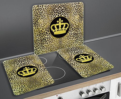 WENKO 2511926500 Motivplatte Krone – für alle Herdarten, Schneidbrett, Gehärtetes Glas, 50 x 56 cm, Mehrfarbig - 4