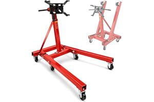 WUDLEP Engine Gearbox Support Stand with Folding Function, 2000Lbs Capacity Engine Motor Stand, Heavey Duty Engine Lift Stand with 6 Wheels, Ideal for Garage, Auto Repair Store, Red