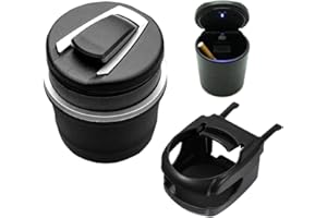 Chingde Auto Aschenbecher, 2 Stück Auto Getränkehalter Auto Zigaretten Aschenbecher Becherhalter Aschenbecher Auto mit deckel und LED Licht für Auto, Haus, Büro