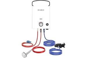 CAMPLUX First 5 L/Min Calentador de Agua a Gas, GPL (50mbar), con Bomba de Agua & Mango, para Ducha al Aire Libre/Camping/RVs, F5 Pro-DE