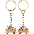 Amaxiu Camper Keychains, 2 Pcs RV Camper Keyring Happy RV Keyring Retro Camping Accessories for Vacation Travel Trailers