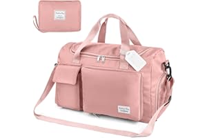 Flintronic Bolsa de Viaje, Ligera e Impermeable, Grande de Fin de Semana, de Hombro para Compras Deportivas en el Gimnasio (con 1 Etiqueta de Equipaje)-Rosa