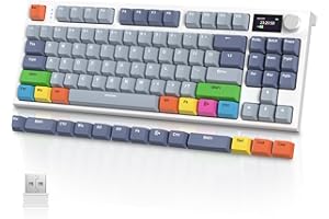 VGN GAMEPOWER RK86PRO Tastiera Meccanica Wireless, Apex Pro TKL TH80 Gasket Tastiera Gaming RGB 75%, 2.4Ghz/Bluetooth/USB-C con Schermo TFT, Manopola, Hot Swappable Interruttore Lineare, per PC/MAC