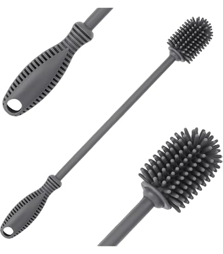 2 Spazzole Per Cannucce In Silicone - 24 Cm - Pulizia Extra Lunga Per Bottiglie, Borracce E Fessure - Blu - 3