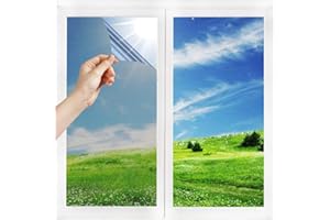SWBBURICHY Film Miroir Fenêtre sans Tain Anti Chaleur Anti-Regard Contrôle de la Température Protection de la Vie Privée Film Adhésif Réfléchissant pour Fenêtre Maison Bureau Magasin (60 * 100cm, Argent)