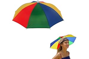 dinghaole Portable Umbrella Hat for Adults - Lightweight (80g) Sun Shade Hat with Elastic Band, Watermelon Color, 32cm/12.5" Diameter - Ideal for Fishing, Hiking, Outdoor Activities