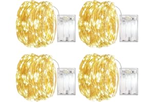 OEMG Guirlande Lumineuse 5m 50 LED - Guirlande Lumineuse a Pile Mini Led Intérieur Girlande de Lumière Decoration pour Chambre Noël Mariage Soirée Maison Jardin Fairy Lights, Blanc Chaud Lot de 4