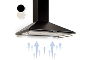 Klarstein Campana Extractora 90 cm, Extractor Cocina para Pared con Filtro Aluminio Antigrasa para Lavavajillas, Flujo Aire 645m³/h, Luces LEDs, Campanas de Cocina, Extractores con Montaje de Pared