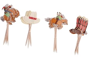 MAGIDEAL 24PCS Garnitures De Cupcake, Garnitures De Gâteaux Pour Enfants, Cowboy Cupcake Topper En Papier Pour Décoraion Anniversaire Mariage, Pour Cupgâteau a Gâteau Et Glace