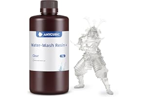 ANYCUBIC Resina Lavabile in Acqua 2.0, Alta Resilienza, Anti-Ingiallimento, Basso Odore per Tutte le Stampante 3D LCD Resina, Trasparente 1000g