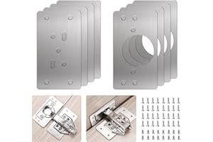 flintronic Plaque de Réparation de Charnière, 8PCS Charnières de Portes en Acier Inoxydable Plaques de Réparation de Porte D'armoire de Cuisine de Fixation Plate avec 48 Vis