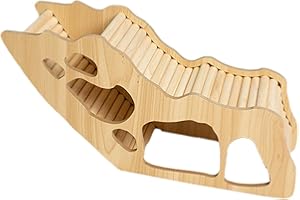 GENERIC Wooden Hamster Hideout Hamster Tunnel with Ladder Syrian Hamsters Toys Wooden House Hamsters Bridge Cage Accessories for Small Animals,Style B 32 * 10.8 * 15.3cm