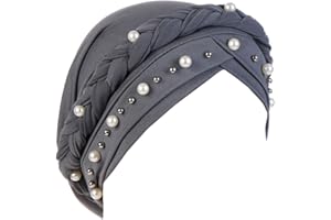LIUPUUDLY Turban Damen Chemo Mode Kopftuch Kopfbedeckung mit Perle Beanie Mütze Haarausfall Hut Schlafmütze