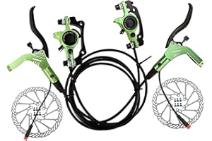 BUACHOIS Bike Disc Brake Sets, E-Bike Hydraulic Brake Kit with 160mm Rotors, Left Front 89cm & Right Rear 147cm Oil Pressure Calipers Levers for Electric Bike Scooter