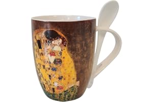Enesco Klimt Mug le Baiser Cucchiaio Imballo Singolo, Ceramica, Multicolore, 10.5 x 8 x 1 cm