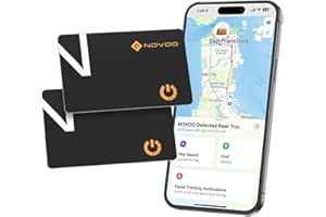 NOVOO Air Tag Card Wallet Tracker Thin 1.6mm, 6 Anni Durata Della Batteria, IP68 Impermeabile, Smart Tag Compatibile con Apple Dov'è(solo iOS), Wallet Tracker per Borsa, Bagaglio, Passaporto, 2 Pezzo